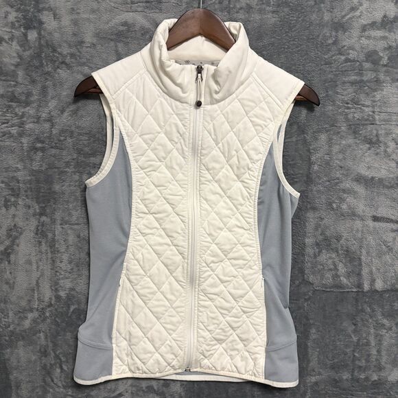 Athleta Jackets & Blazers - Athleta Upside Quilted Vest Full Zip Women’s White/Gray M Lightweight Gorpcore